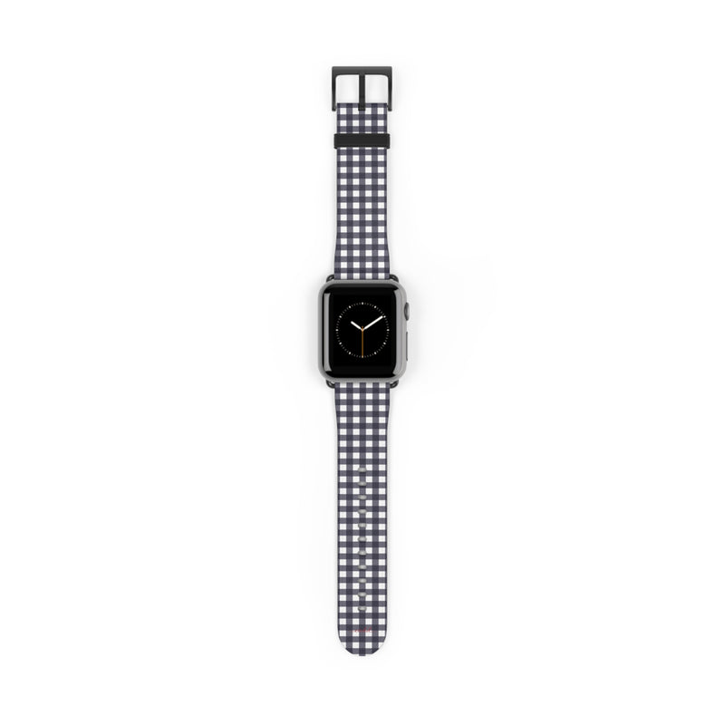 White & Navy Gingham Cinturino per smartwatch di etchd