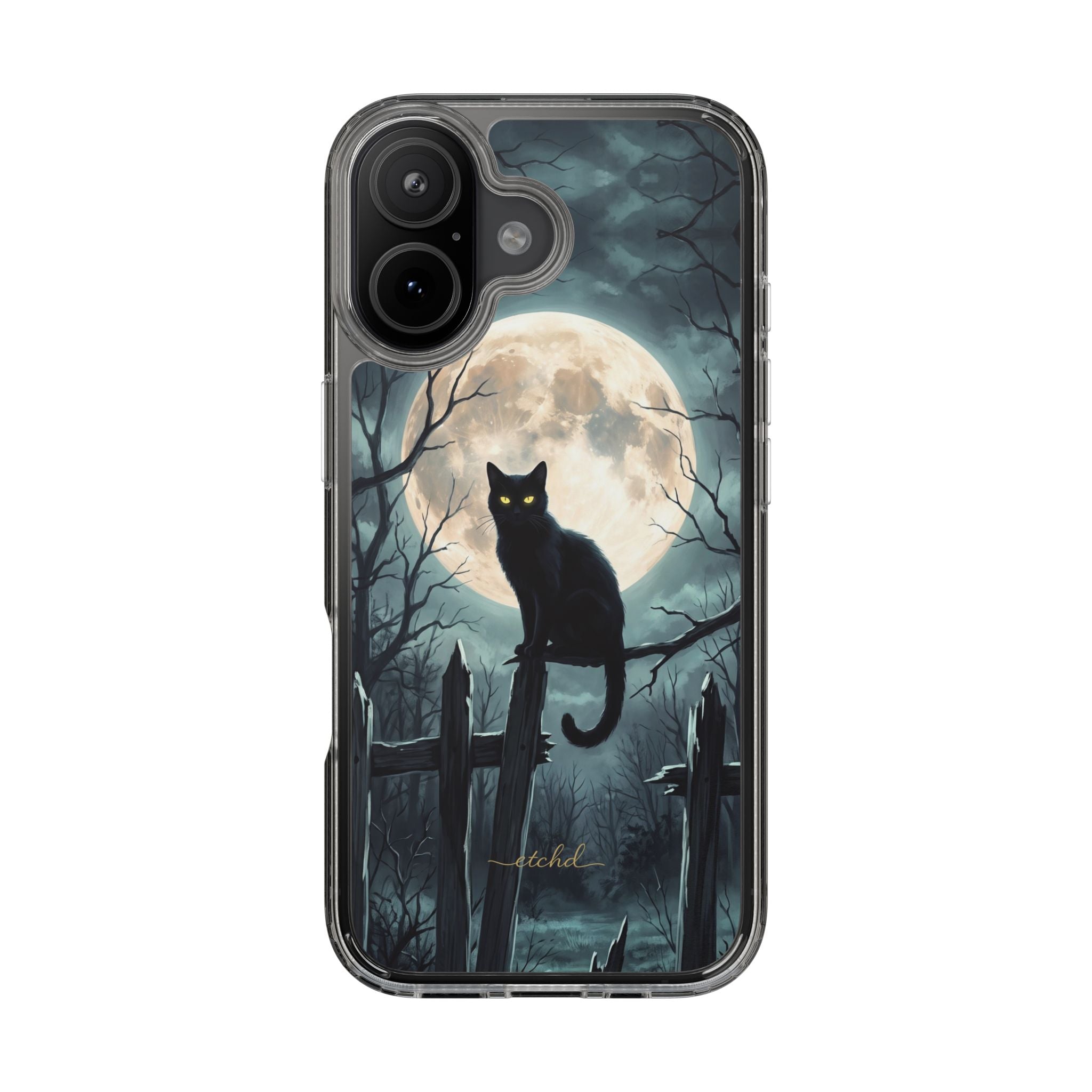 Midnight Cat Clear Phone Case by etchd, view 35