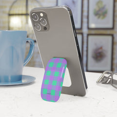 Hypermint & Lilac Gingham Click-On Phone Grip by etchd, view 3