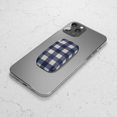 Navy & Cream Gingham Click-On Phone Grip by etchd, view 5
