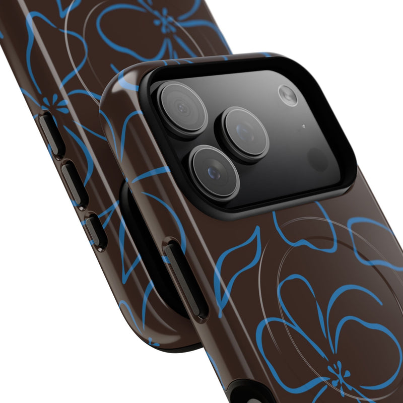Espresso & Cerulean Floral Magnetic Phone Case by etchd, view 99