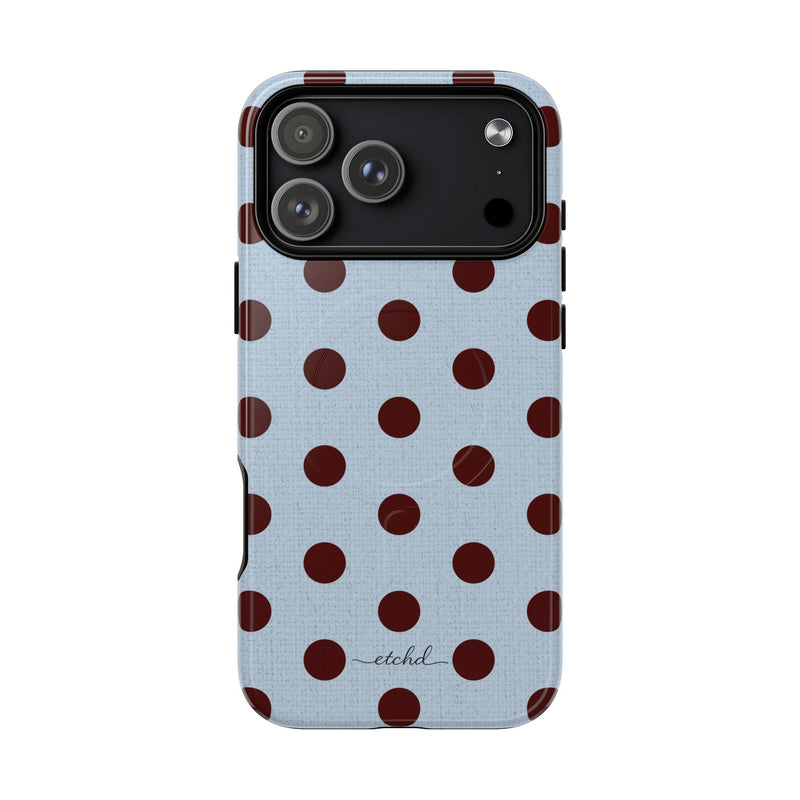 Blue & Cherry Polka Dot Magnetic Phone Case by etchd, view 31