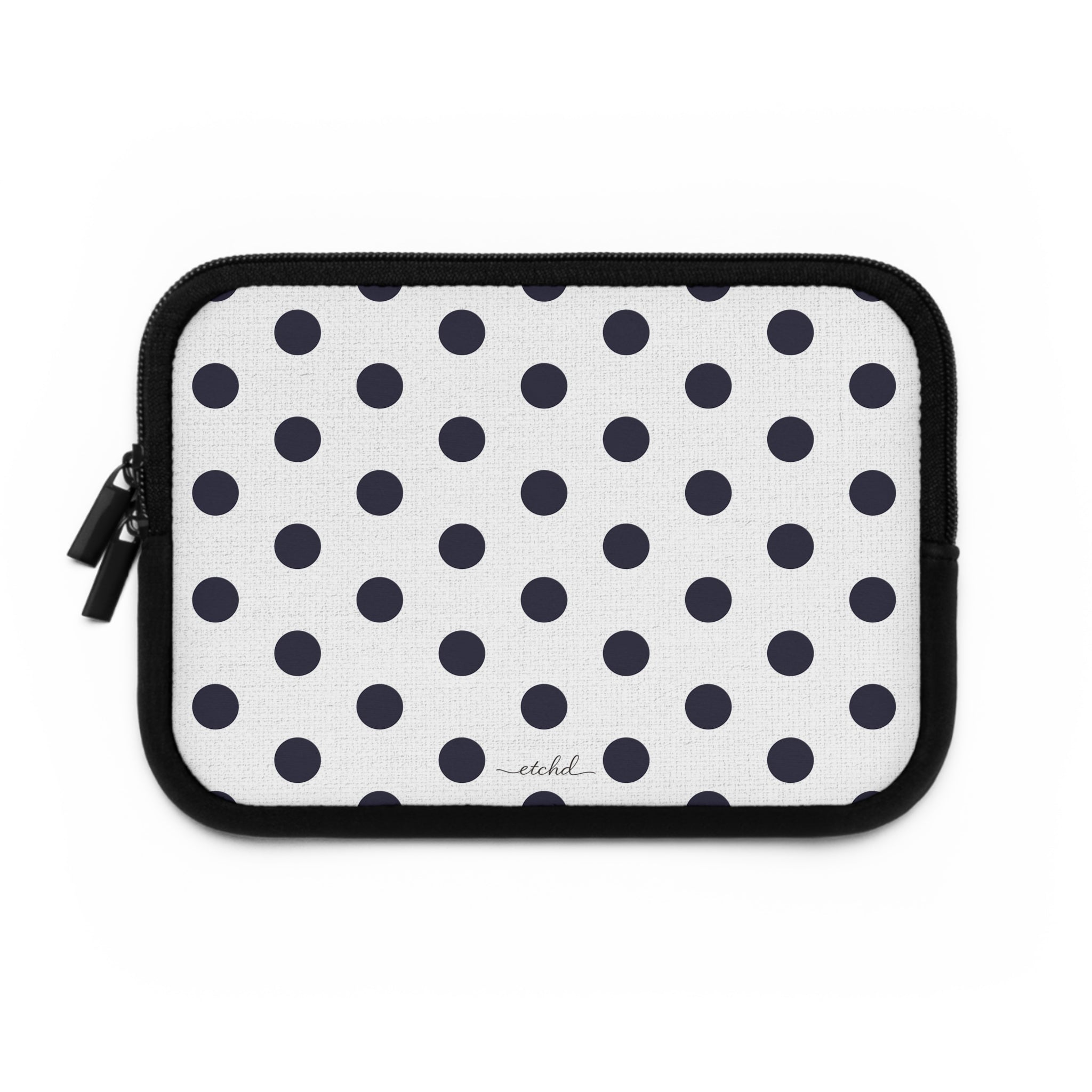 Navy And White Polka Dot Laptop Sleeve by etchd, view 2