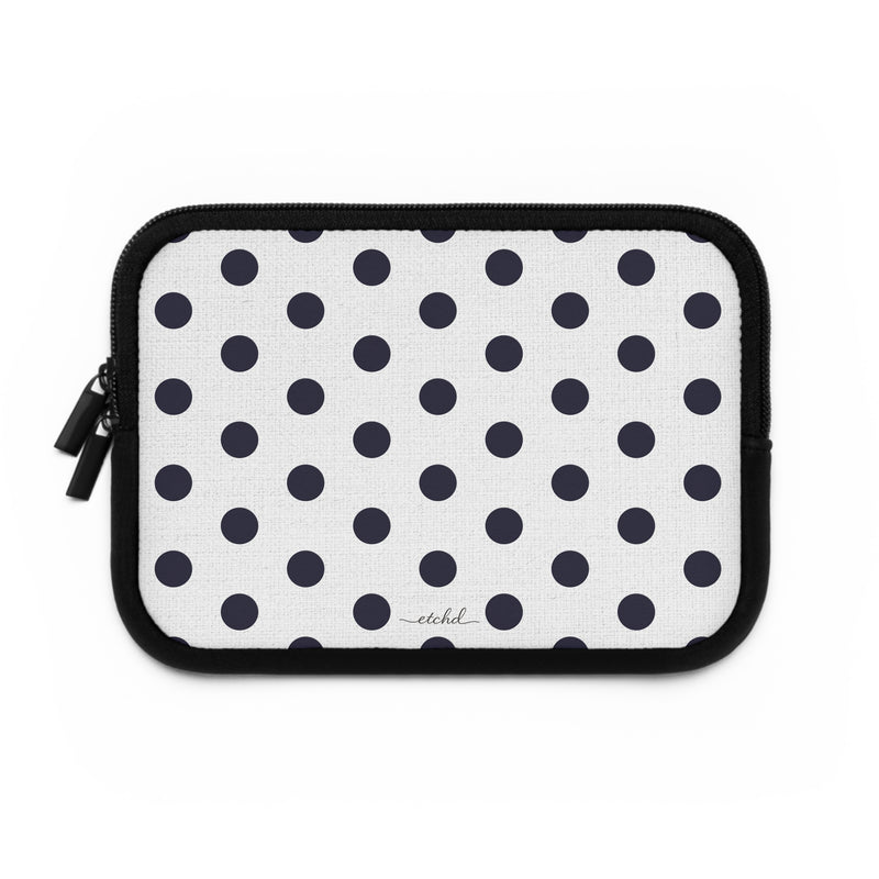 Navy And White Polka Dot Laptop Sleeve by etchd, view 2