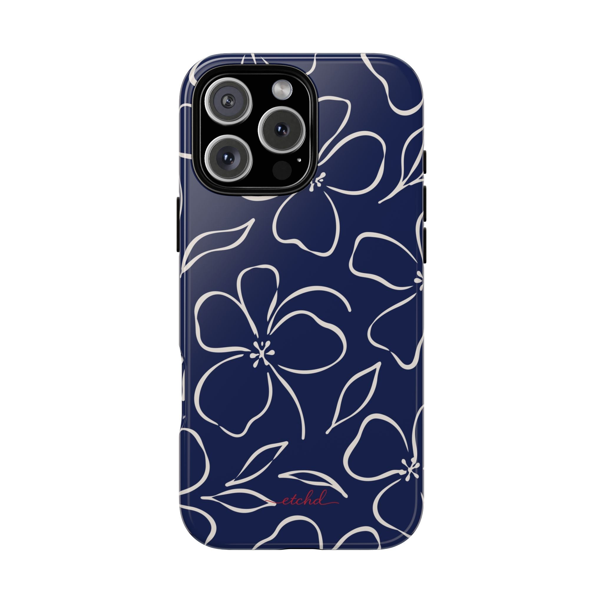 Navy & Cream Floral Funda para móvil de etchd