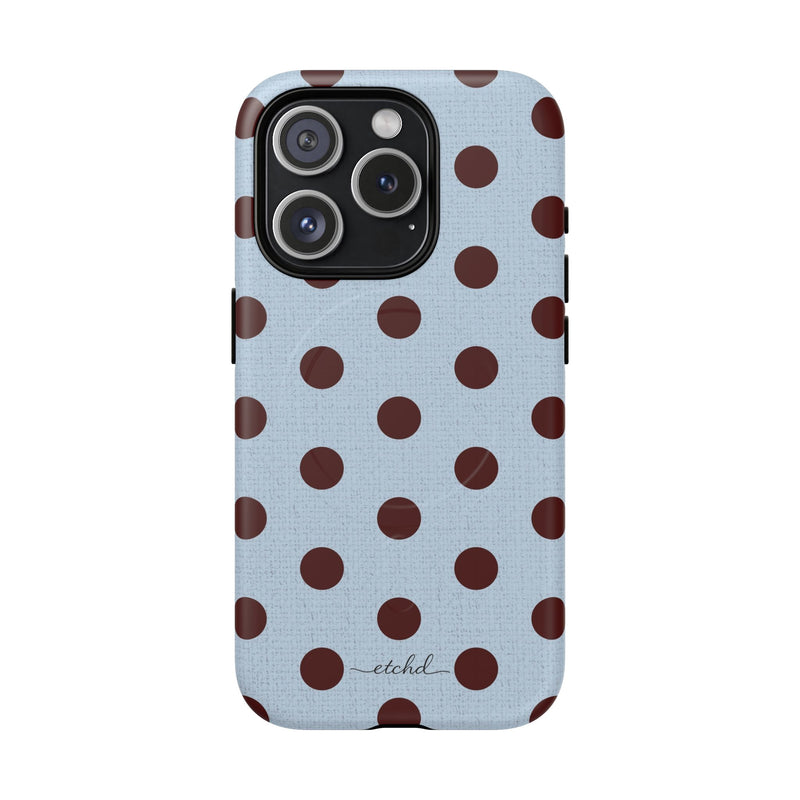 Blue & Cherry Polka Dot Magnetic Phone Case-zoom-