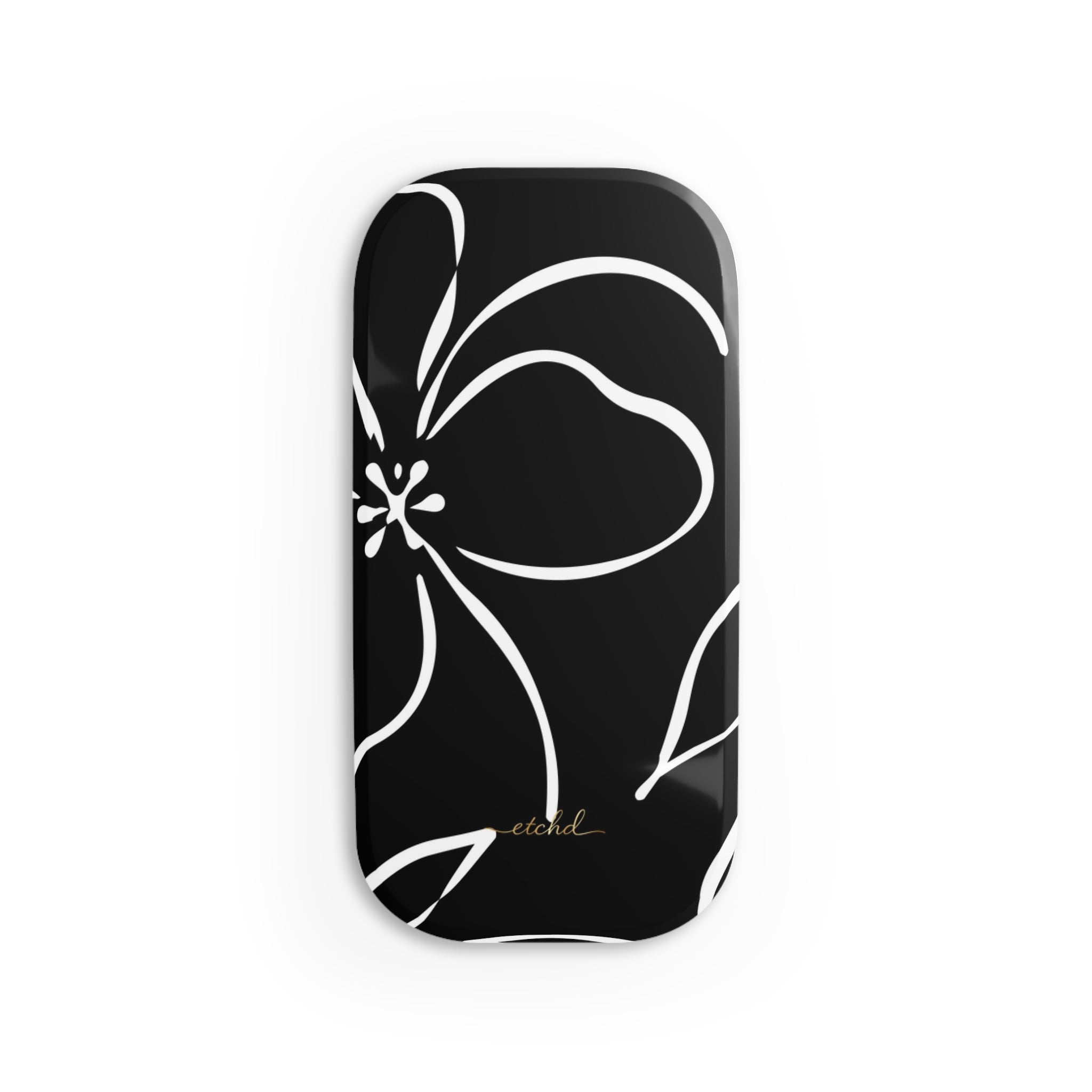Black & White Floral Anello clip per telefono di etchd