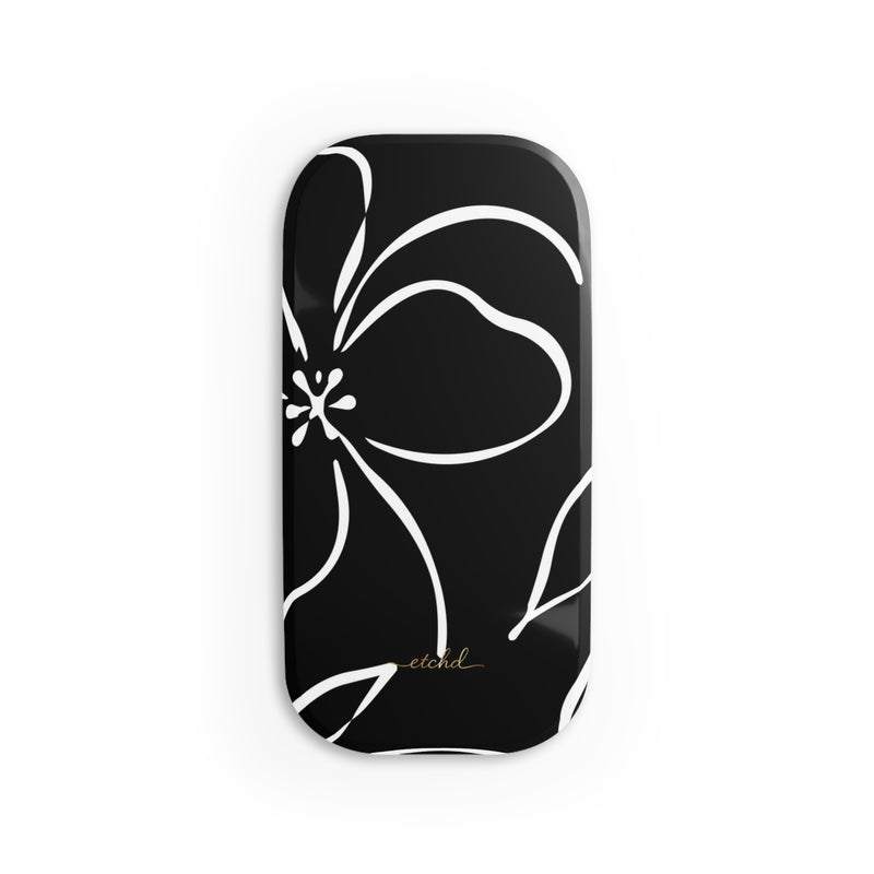 Black & White Floral Anello clip per telefono di etchd