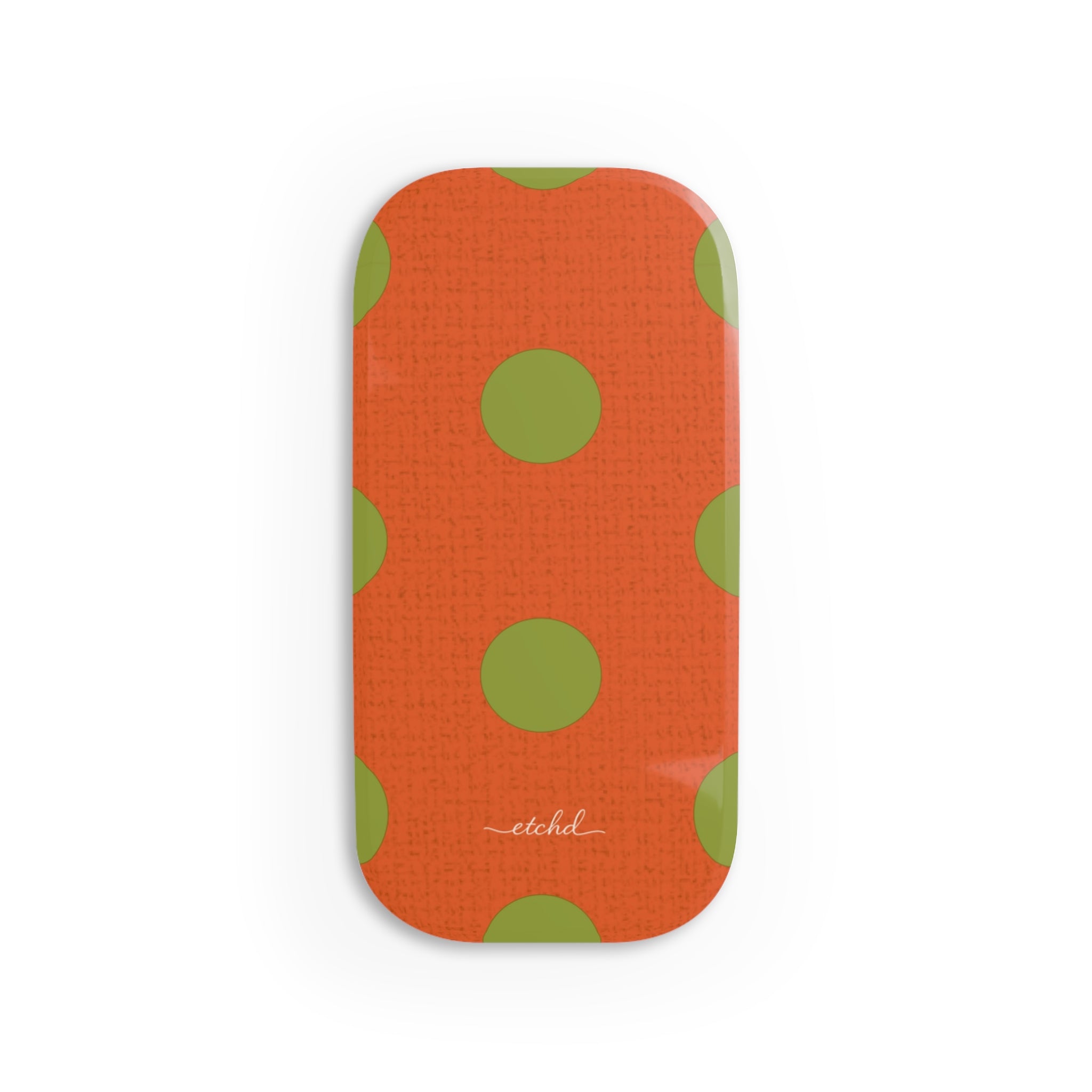 Wasabi And Persimmon Polka Dot Click-On Handyhalterung von etchd