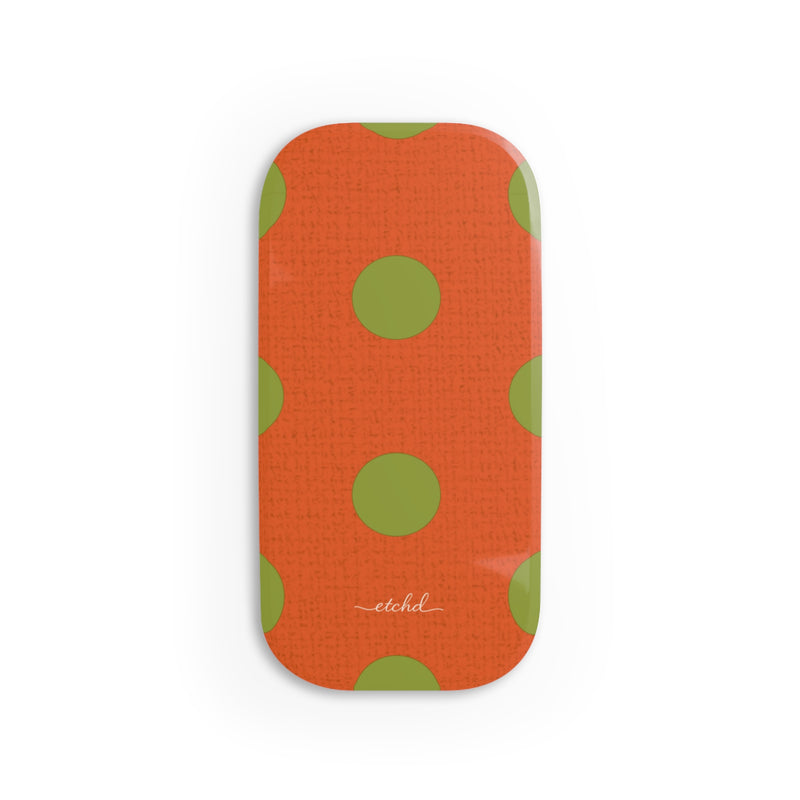 Wasabi & Persimmon Polka Dot Anello clip per telefono di etchd
