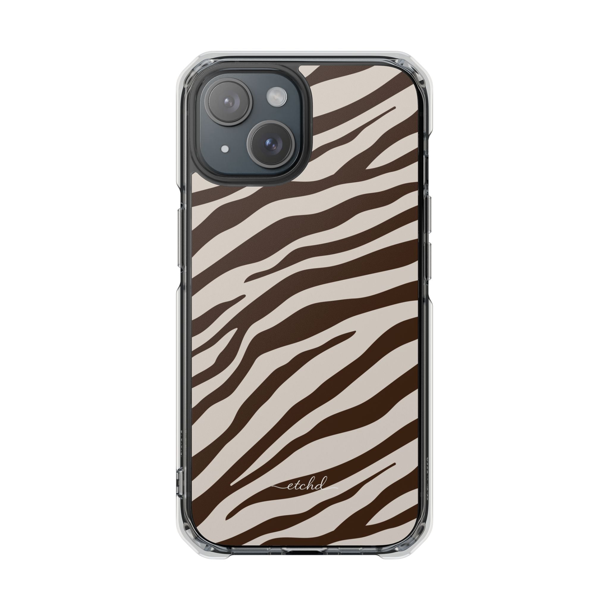 Brown Zebra Clear Magnetic Phone Case by etchd, view 2