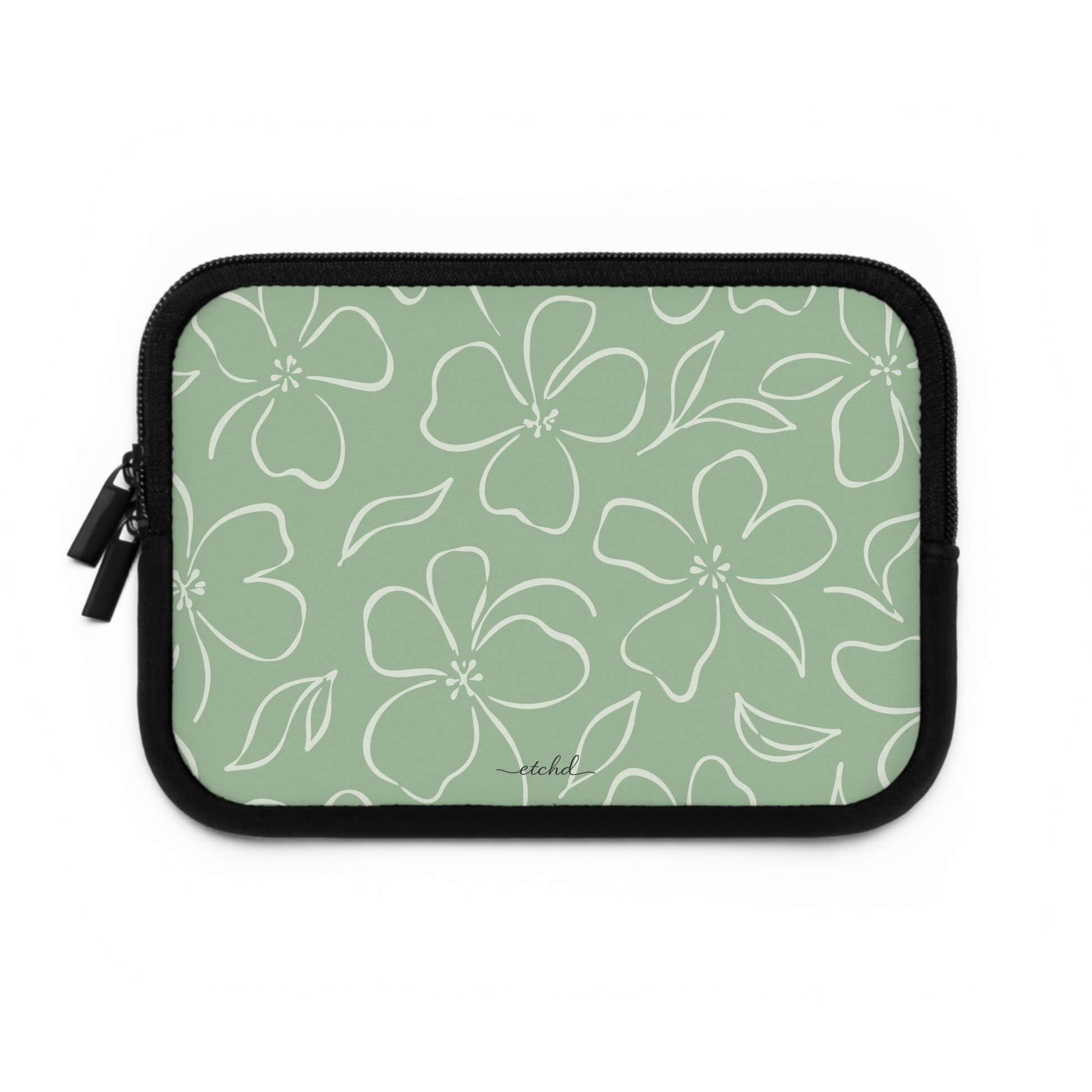 Sage & Cream Floral Laptop Sleeve by etchd, view 2