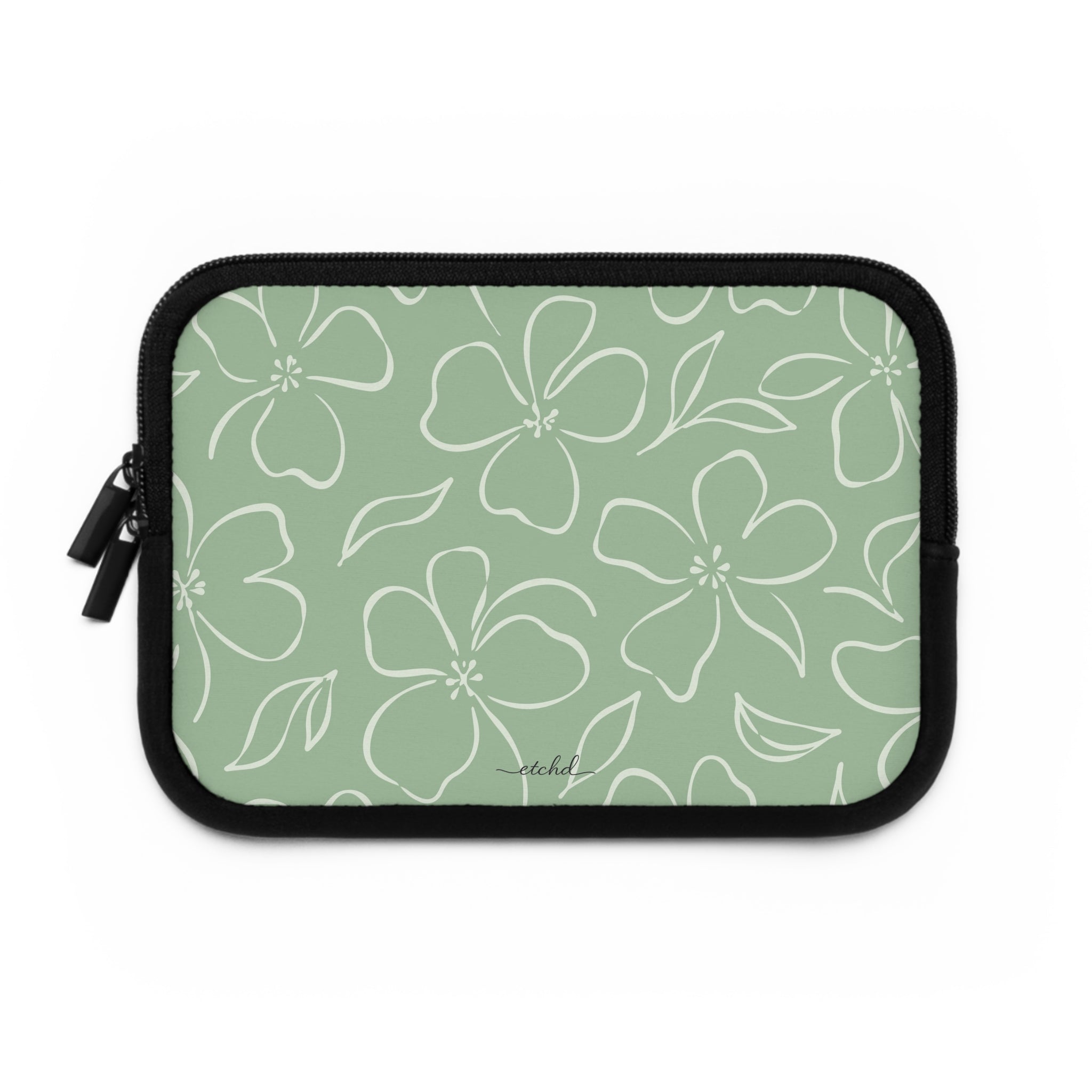 Sage & Cream Floral Laptop Sleeve by etchd, view 2