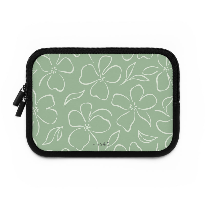 Sage & Cream Floral Laptop Sleeve by etchd, view 2