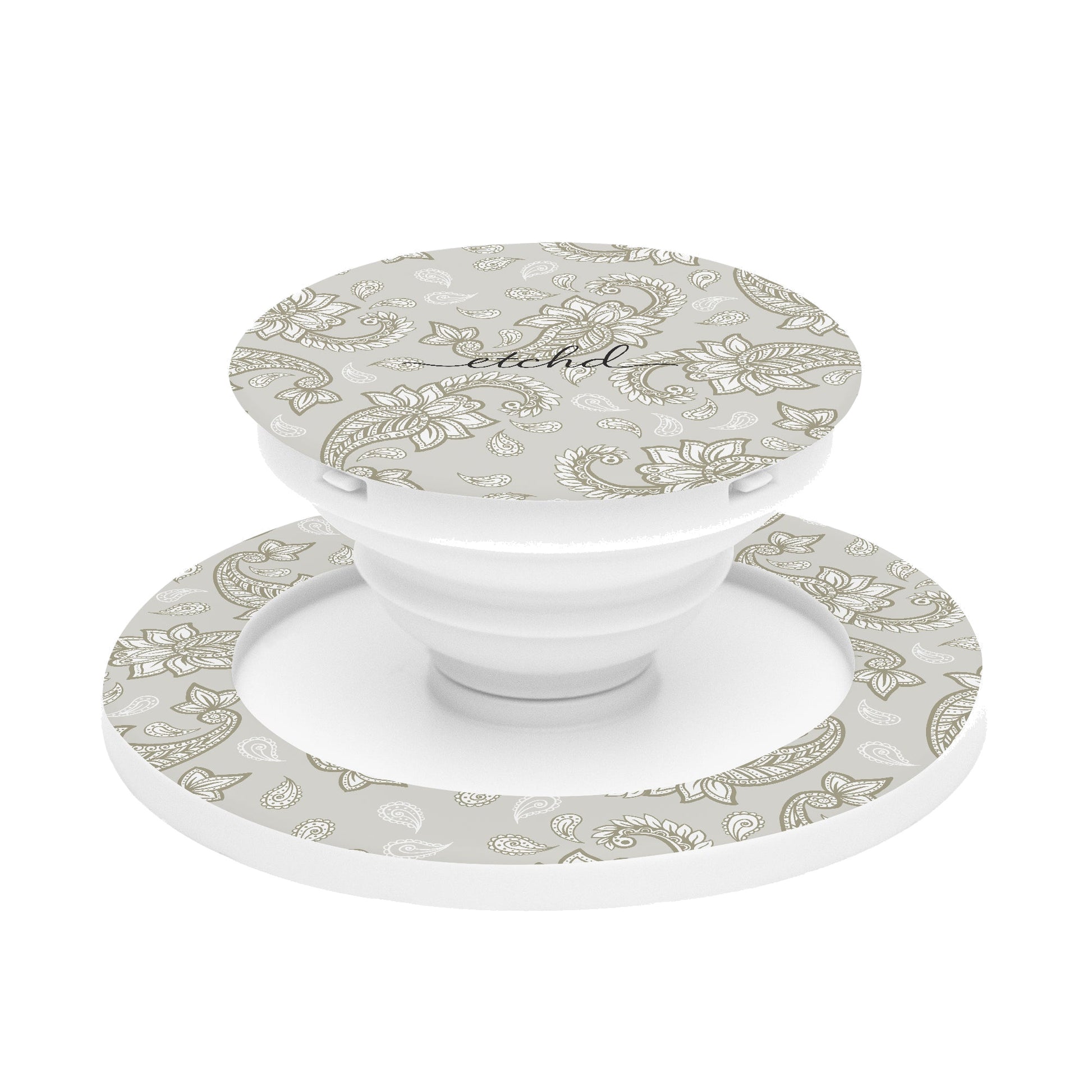 Beige Paisley Phone Grip And Stand by etchd