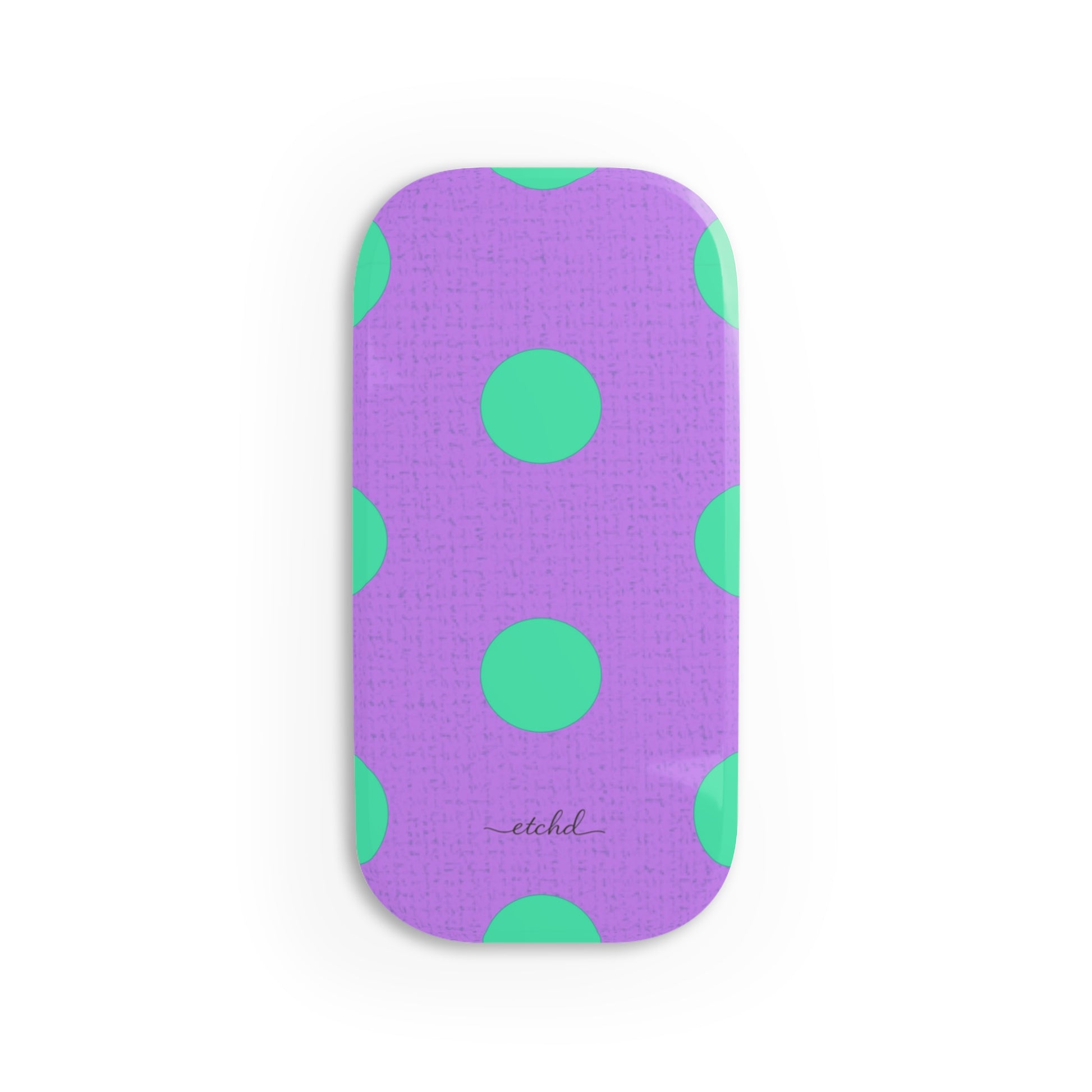Hypermint And Lilac Polka Dot Click-On Phone Grip by etchd