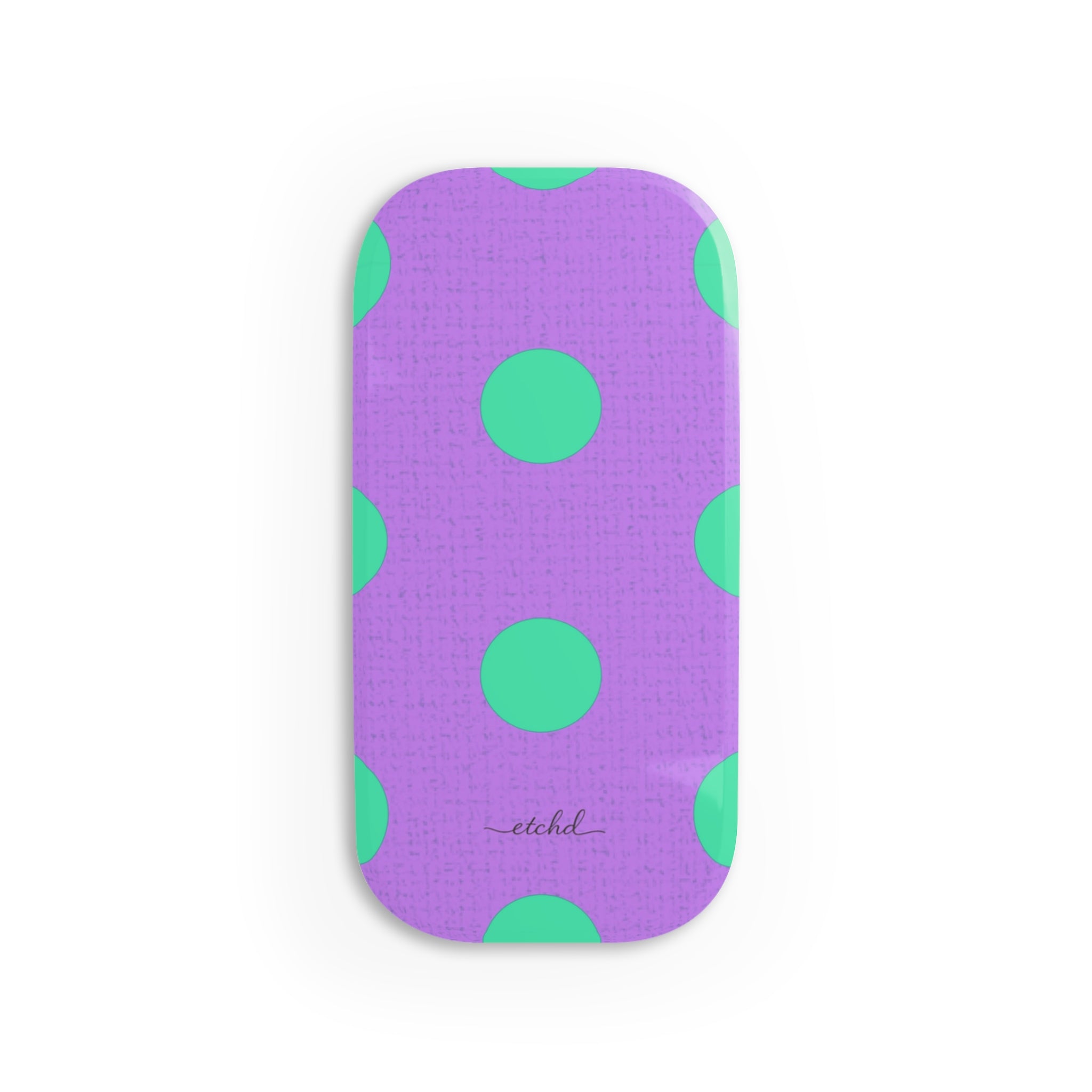 Hypermint And Lilac Polka Dot Click-On Phone Grip by etchd
