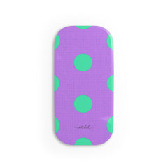 Hypermint And Lilac Polka Dot Click-On Phone Grip by etchd