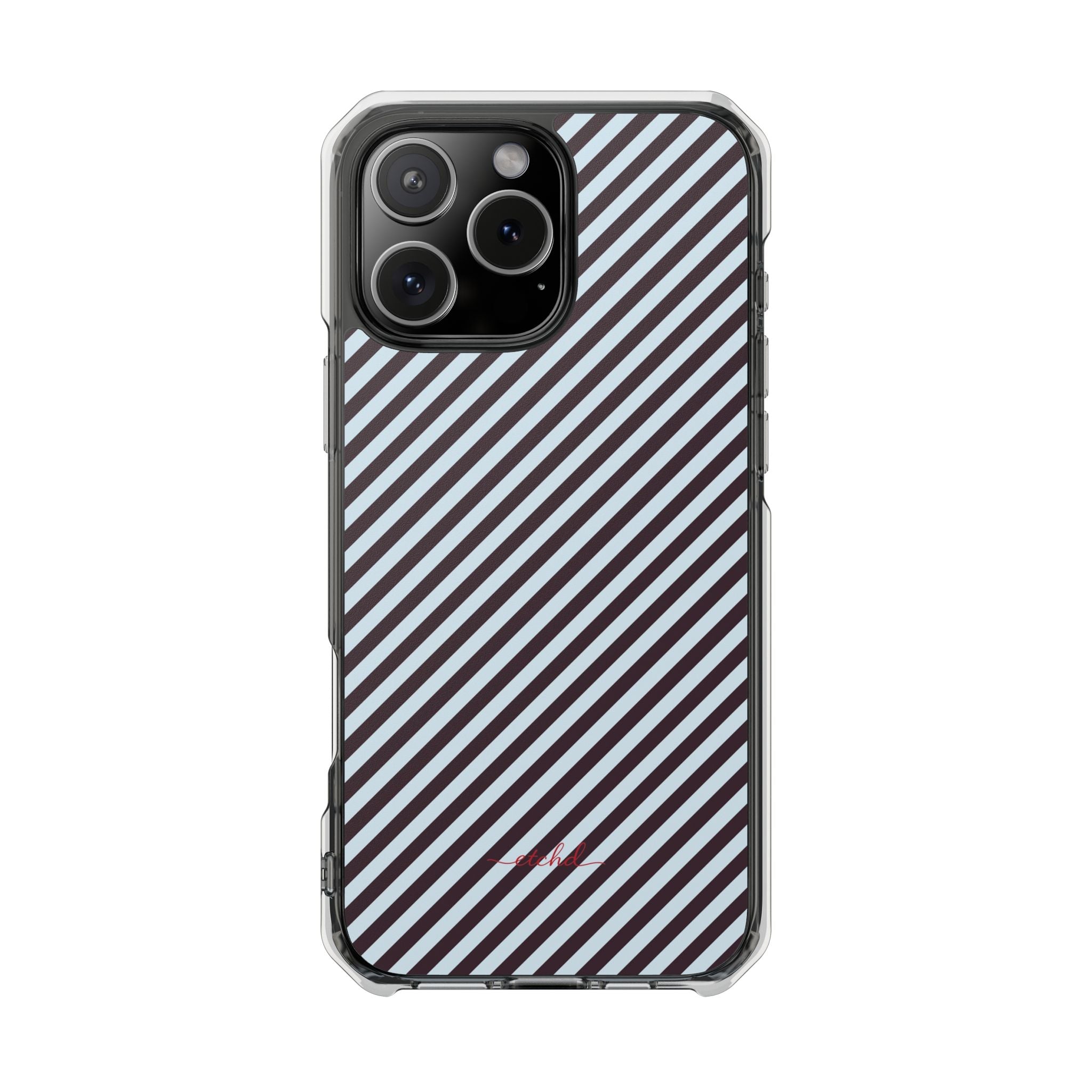 Plum & Blue Striped Diagonal Clear Magnetic Phone Case by etchd