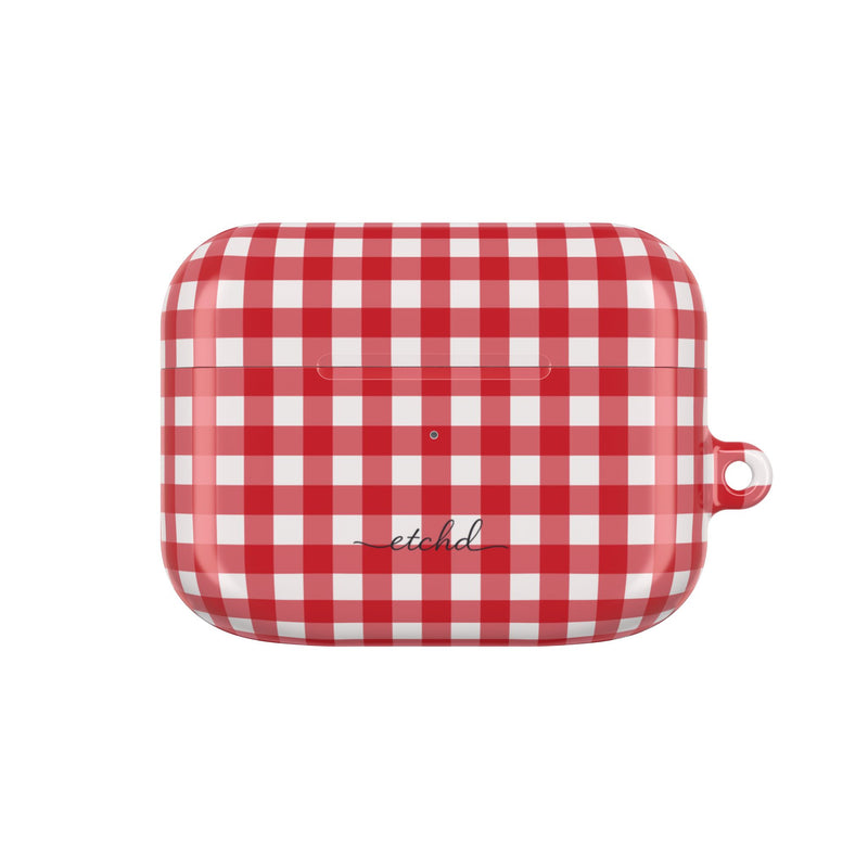 Classic Red & White Gingham AirPod Case by etchd