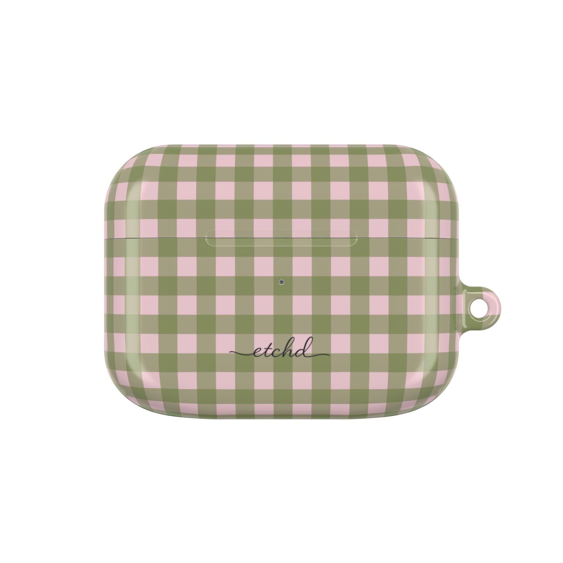 Green & Pink Gingham AirPod Case by etchd