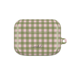 Green & Pink Gingham AirPod Case by etchd