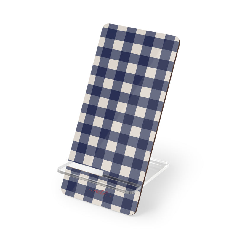 Navy & Cream Gingham Supporto per telefono di etchd