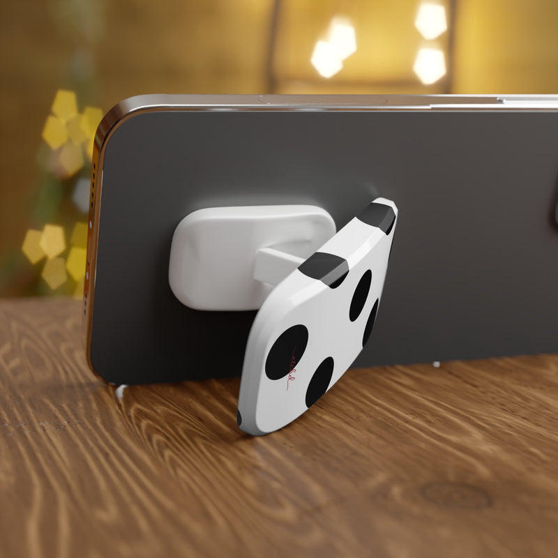 Black & White Polka Dot Click-On Phone Grip-zoom-