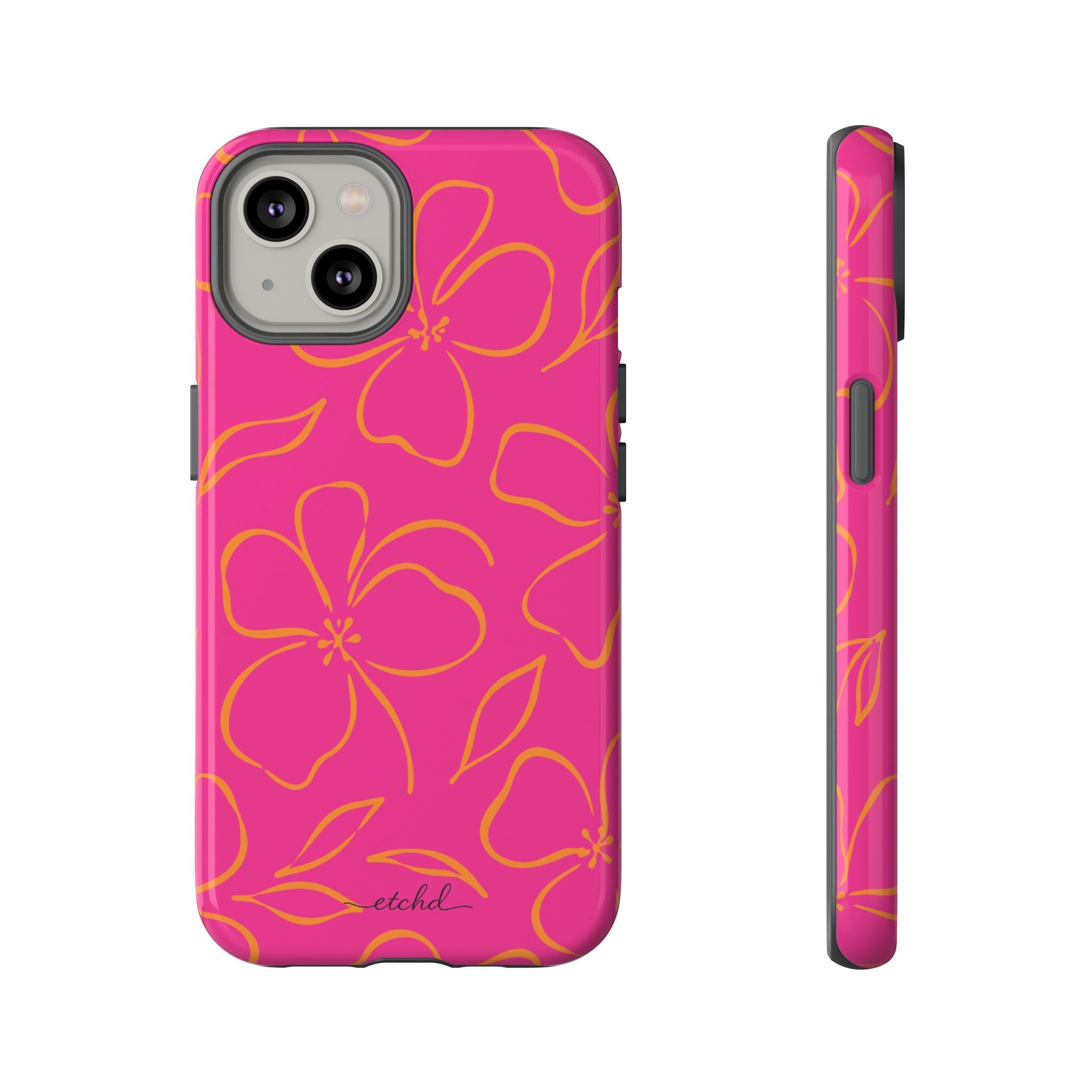 Pink & Orange Floral Funda para móvil de etchd, vista 2