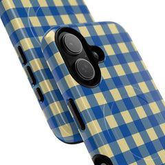 Butter & Cobalt Gingham Magnetic Phone Case by etchd, view 87