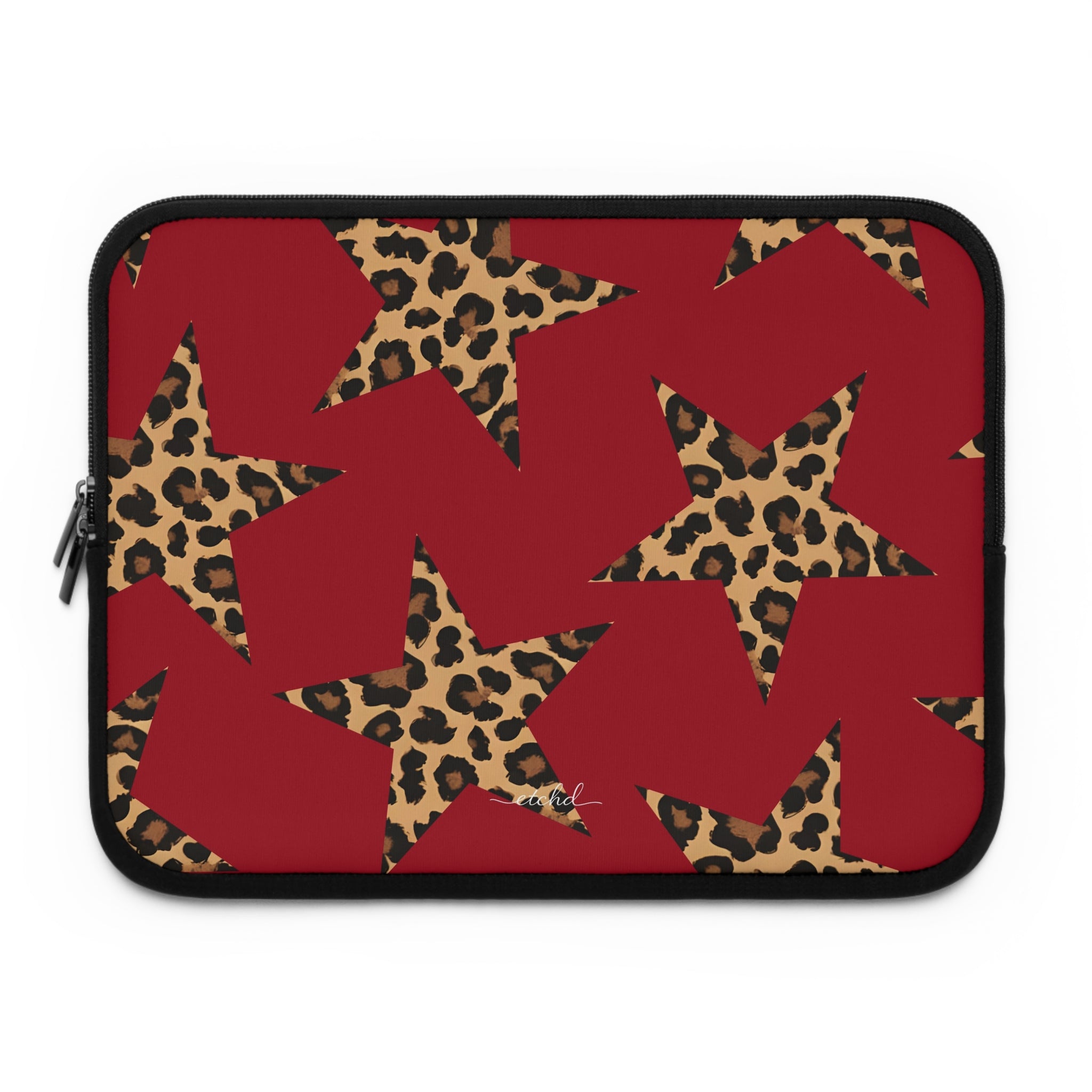 Red & Leopard Stars Laptop Sleeve by etchd