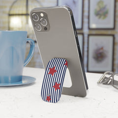 Blue Stripes & Red Stars Click-On Phone Grip by etchd, view 6
