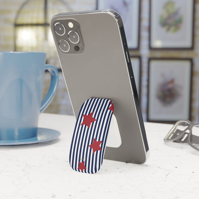 Blue Stripes & Red Stars Click-On Phone Grip-zoom-