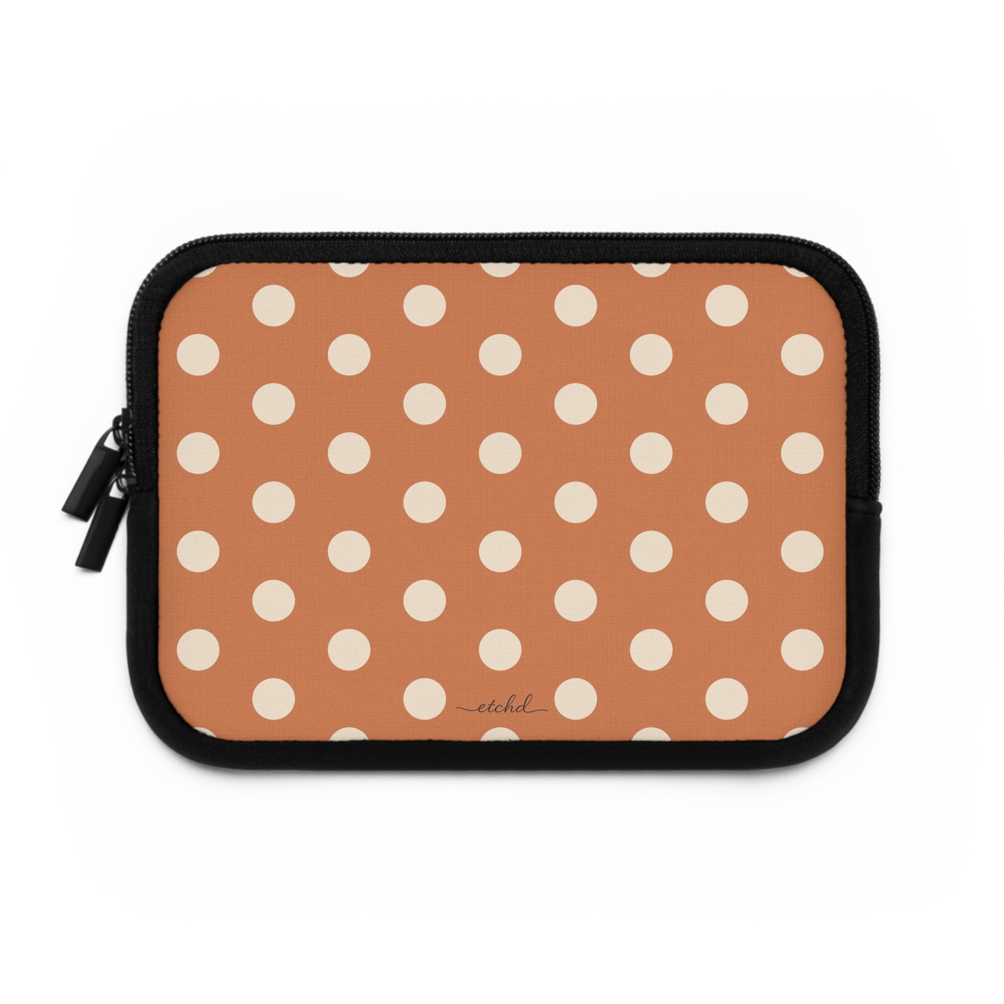 Cream & Terracotta Polka Dot Laptop Sleeve by etchd, view 2