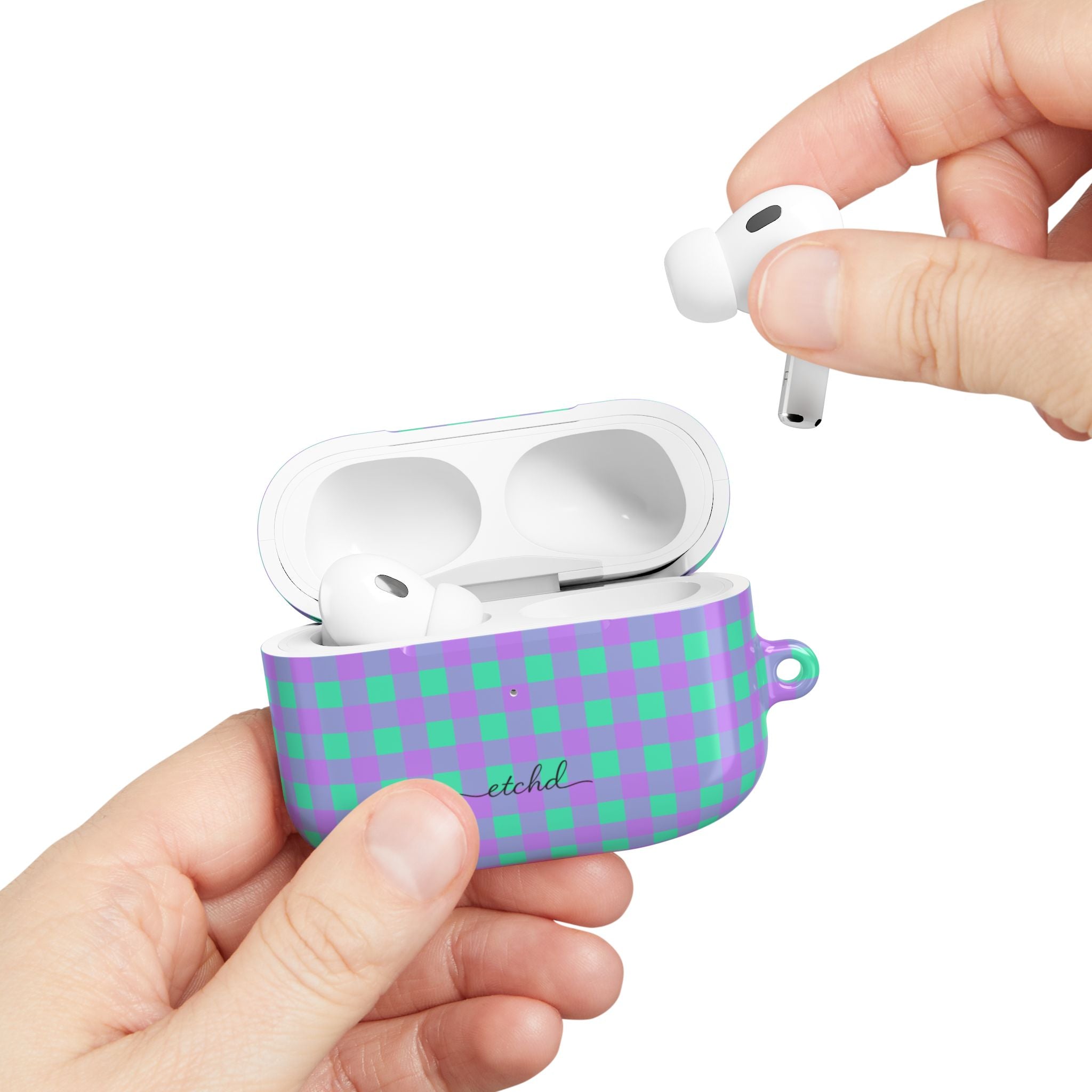 Hypermint & Lilac Gingham AirPod Case by etchd, view 11