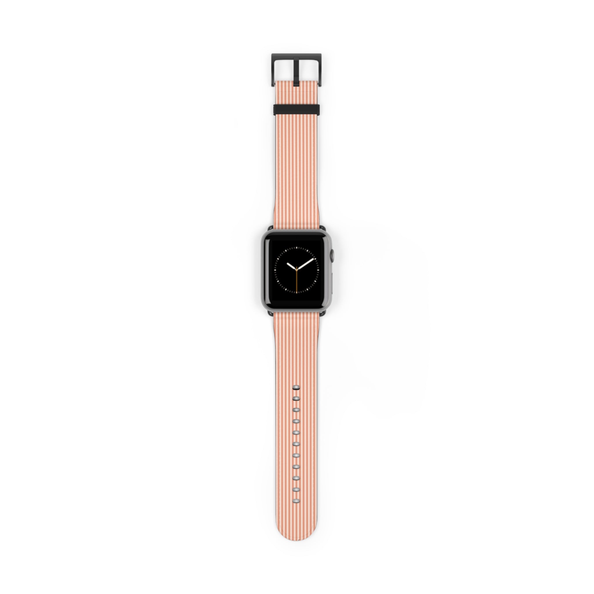 Coral & Cream Striped Smartwatch Strap by etchd, view 2