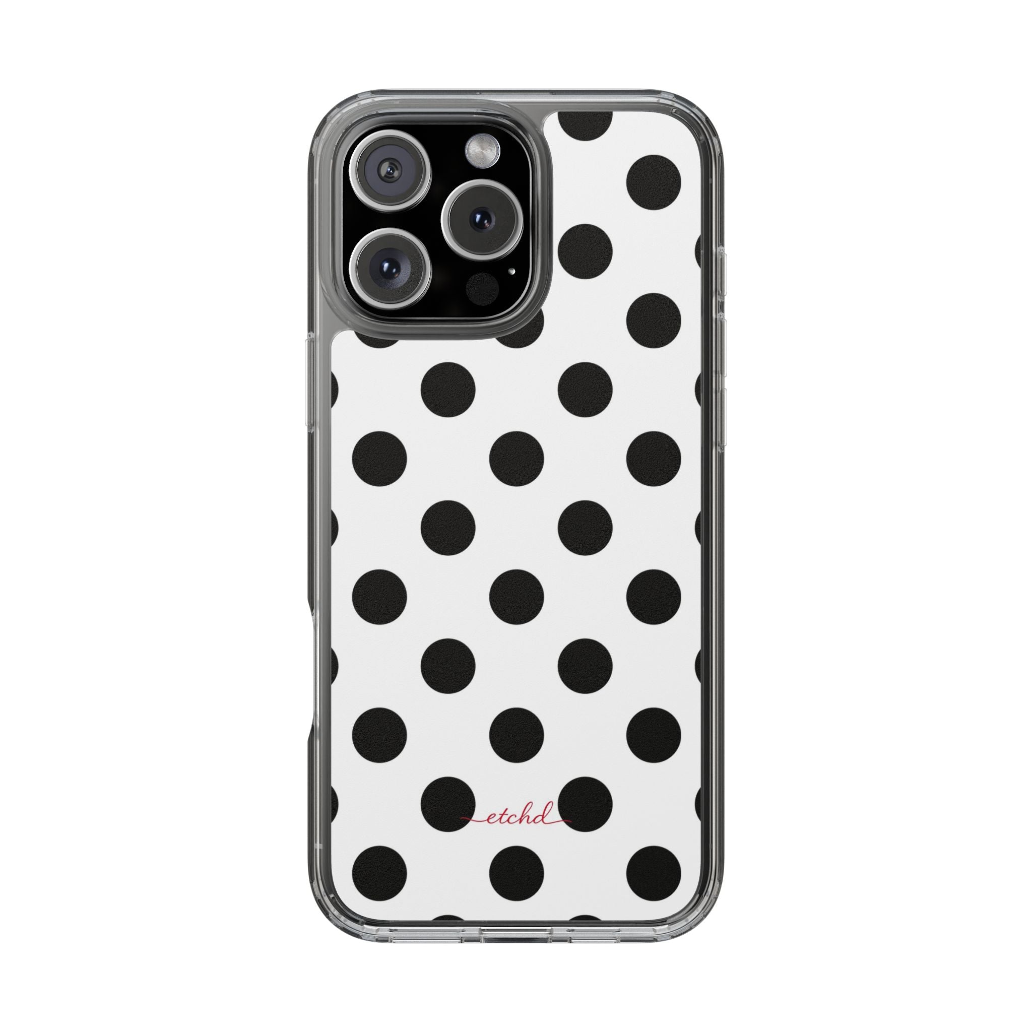 Black & White Polka Dot Clear Phone Case by etchd