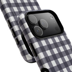 White & Navy Gingham Magnetic Phone Case by etchd, view 100