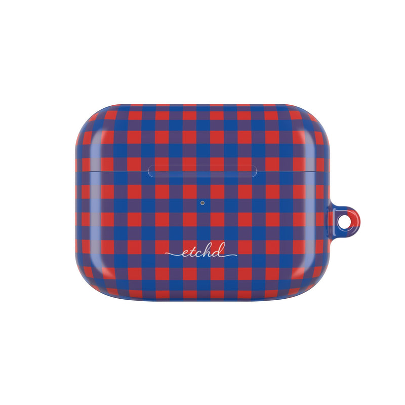 Cobalt & Poppy Gingham AirPod Case by etchd