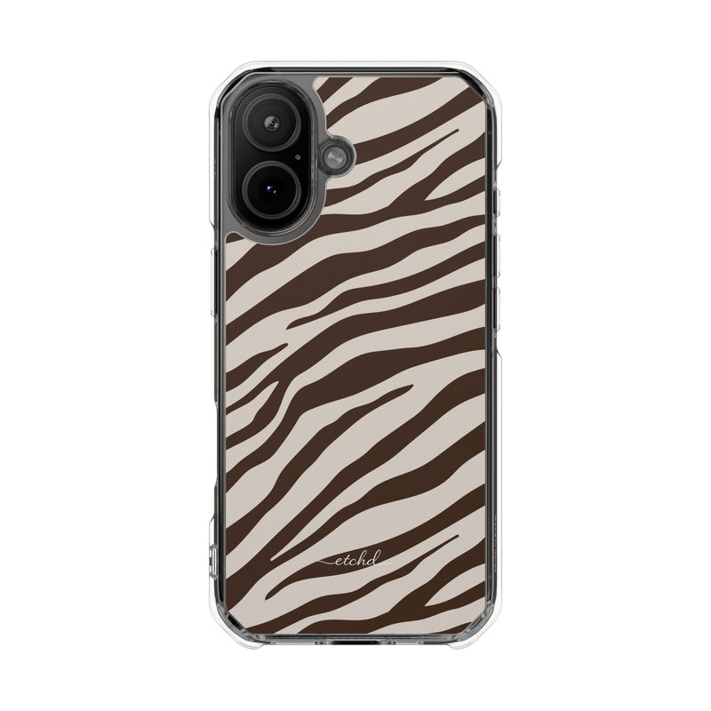 Brown Zebra Clear Magnetic Phone Case by etchd, view 13