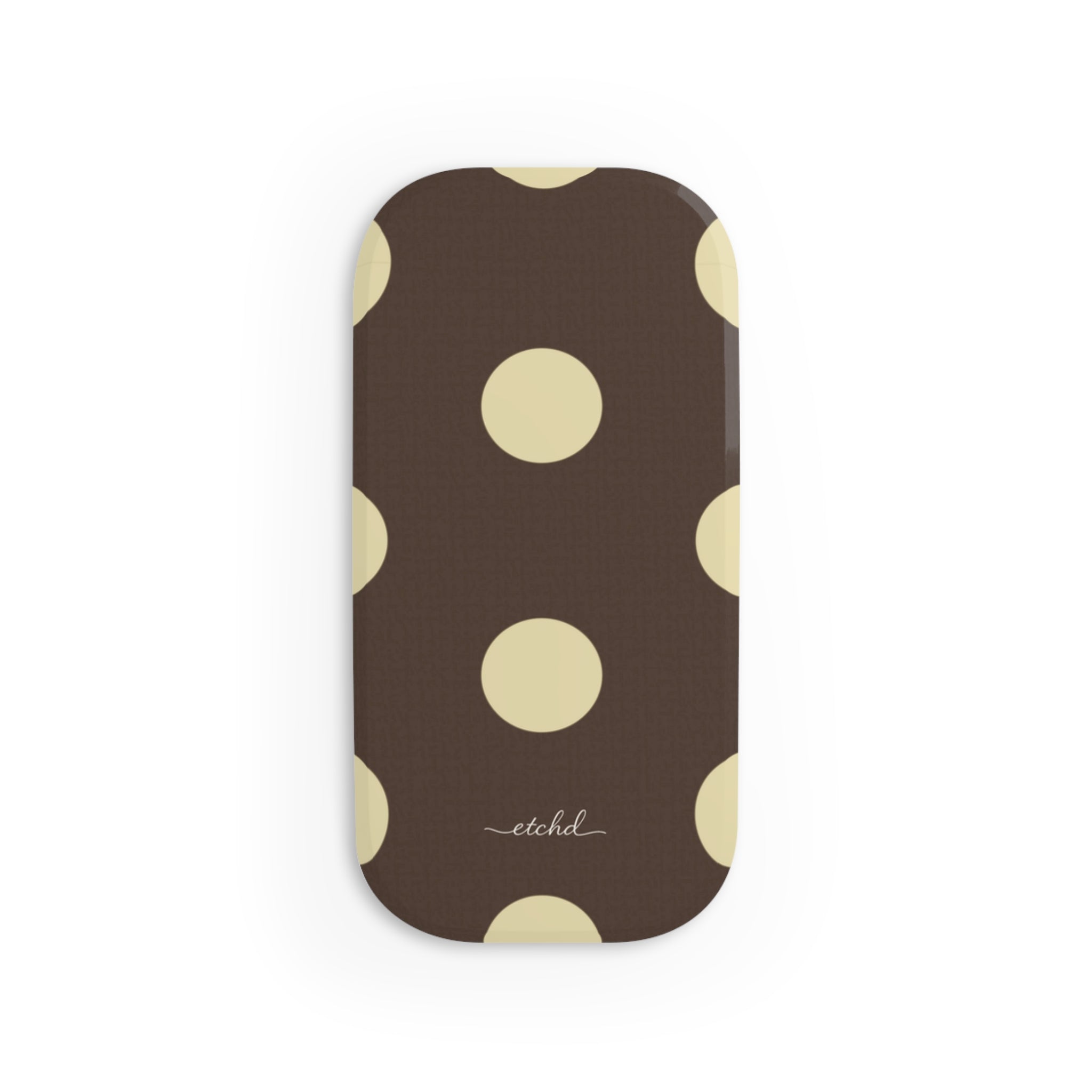 Brown & Butter Polka Dot Click-On Phone Grip by etchd, view 2