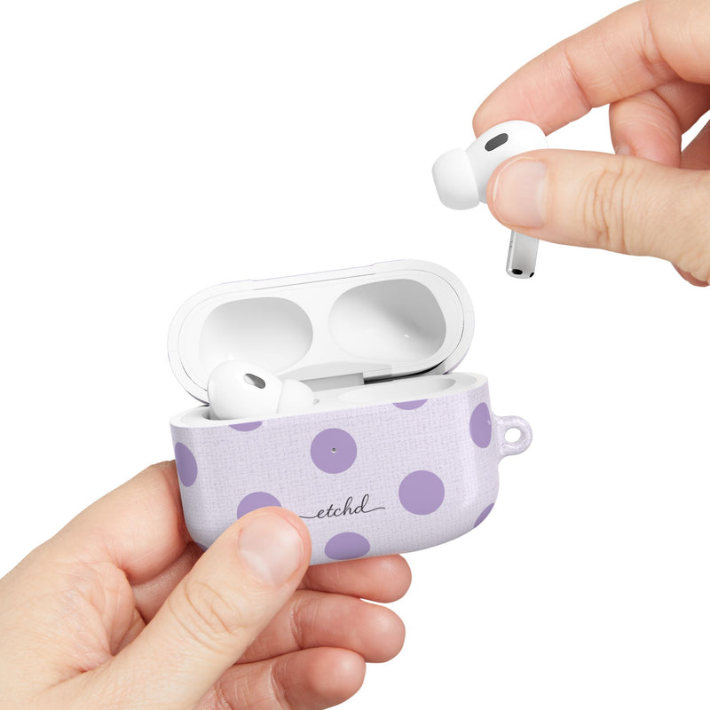 Lilac & Cream Polka Dot AirPod Case by etchd, view 11