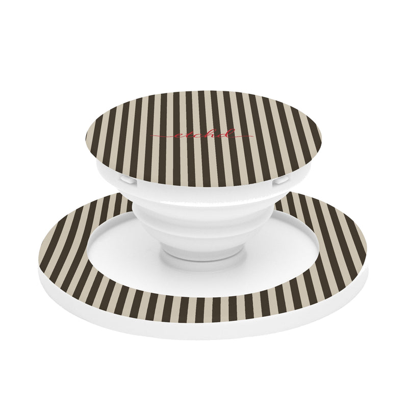 Cream & Brown Striped Phone Grip And Stand-zoom-