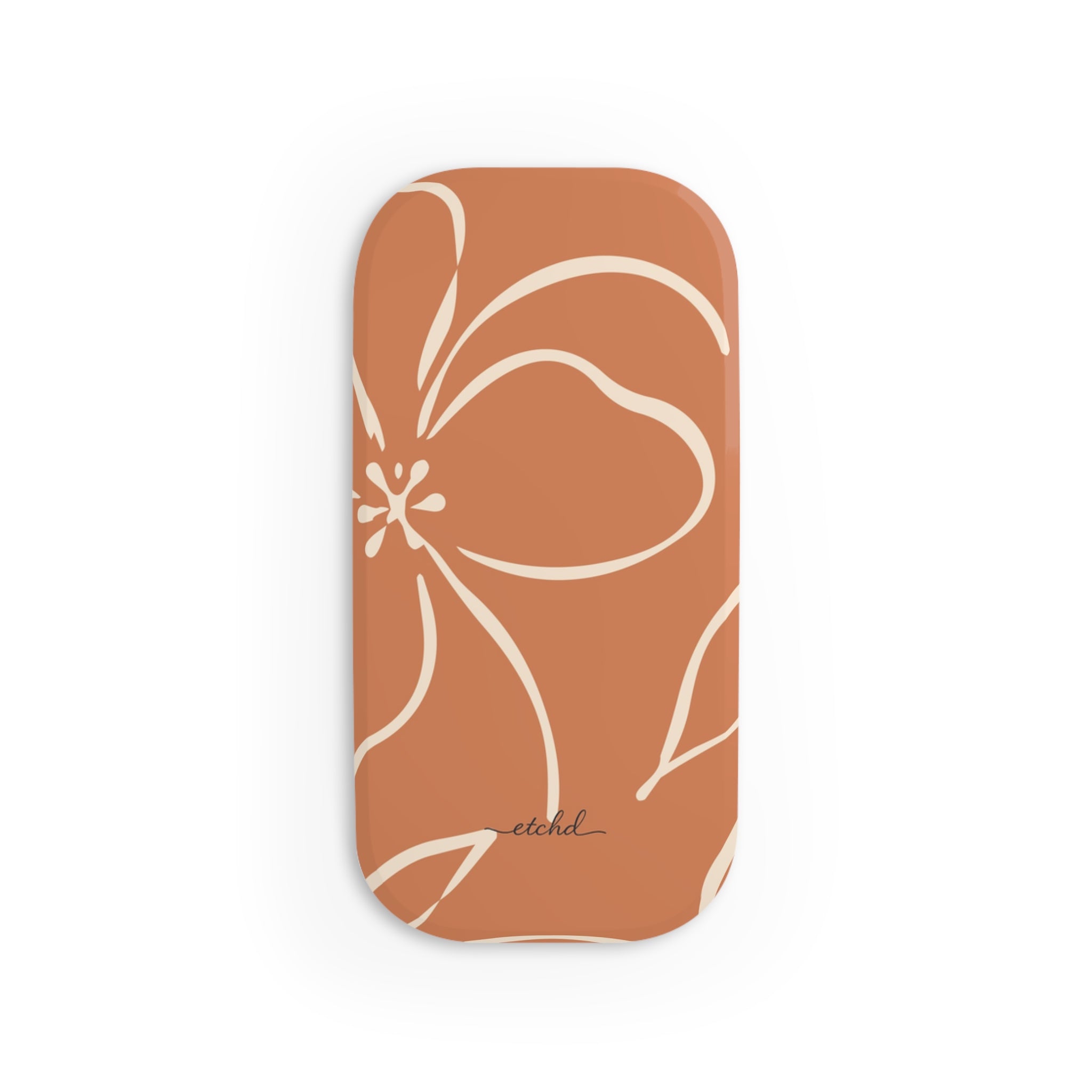Terracotta & Cream Floral Click-On Phone Grip by etchd, view 2