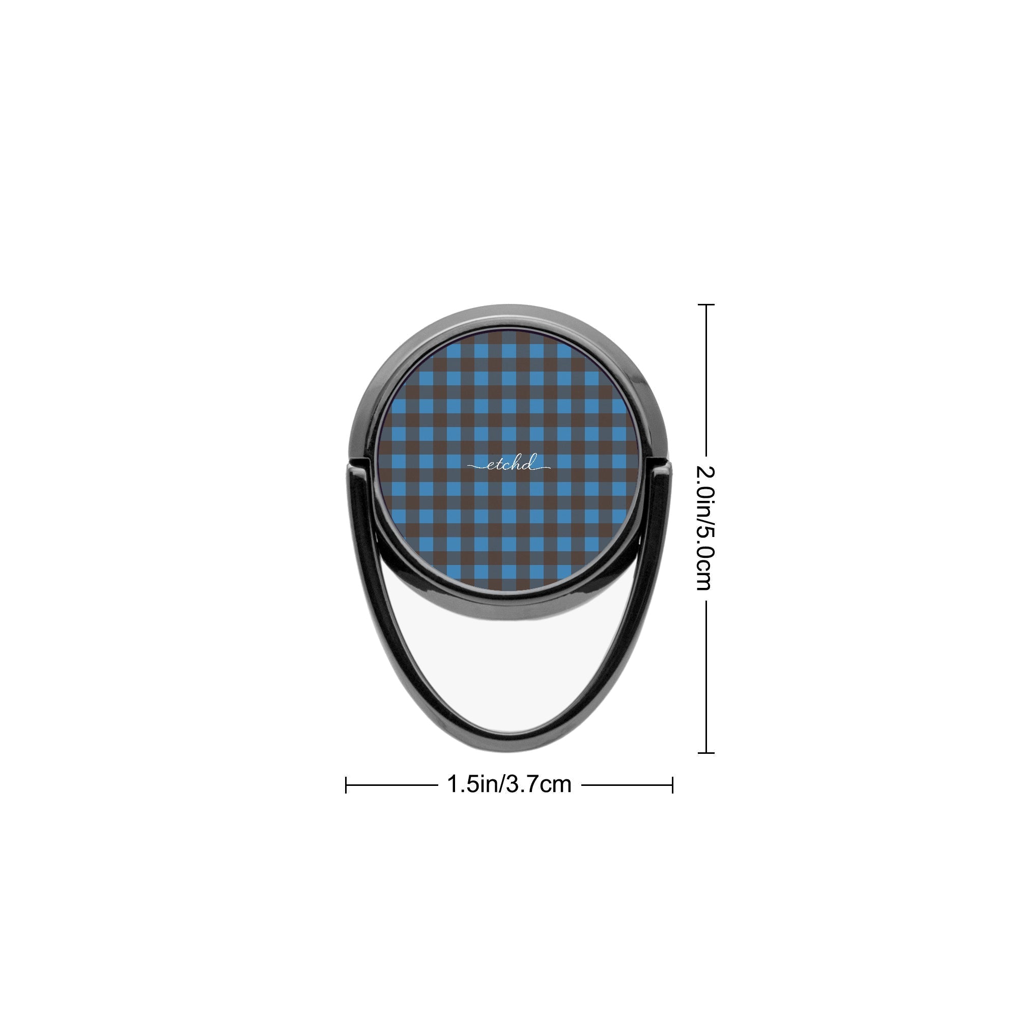 Cerulean & Espresso Gingham Anello supporto per telefono di etchd, vista 3