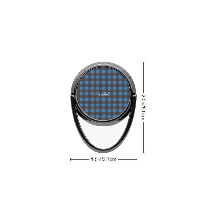 Cerulean & Espresso Gingham Anello supporto per telefono-zoom-