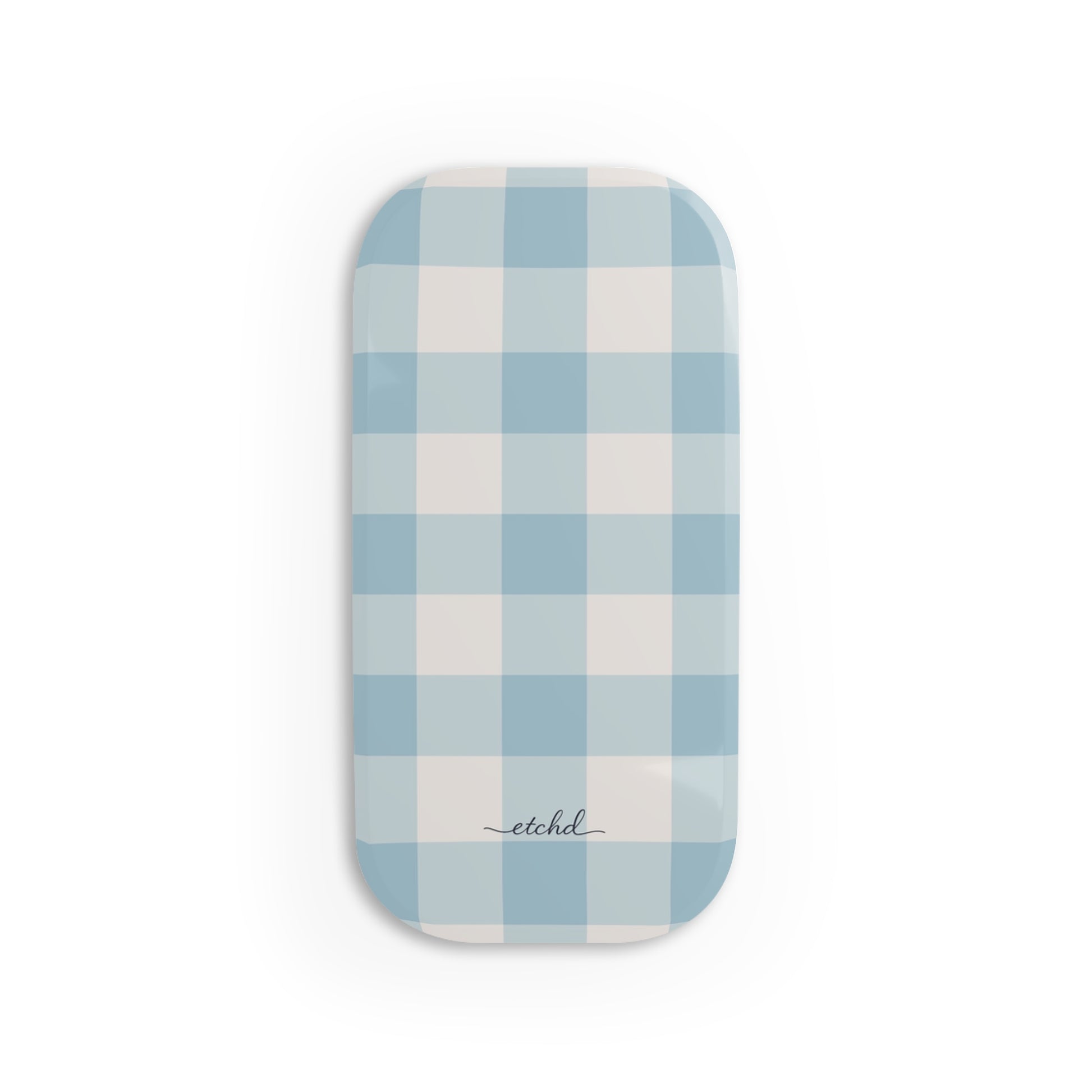 Cornflower Gingham Click-On Phone Grip by etchd
