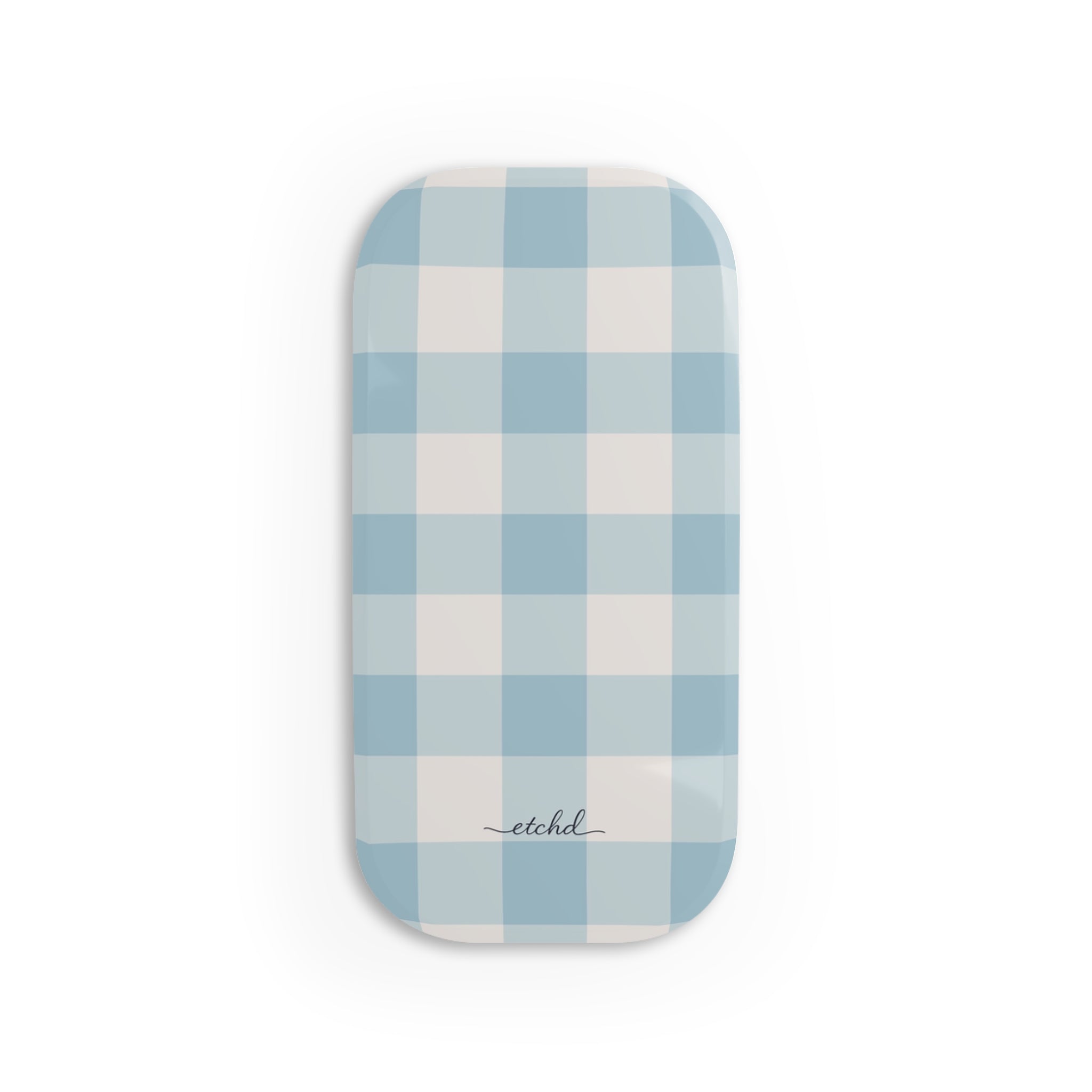 Cornflower Gingham Click-On Phone Grip by etchd