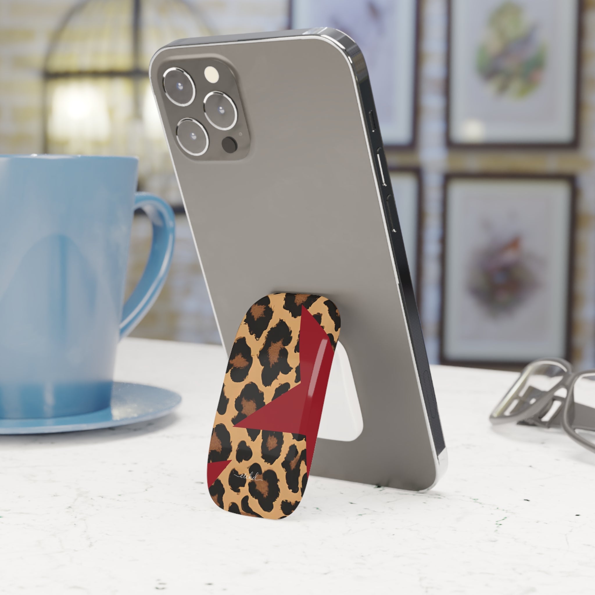 Leopard & Red Stars Click-On Phone Grip by etchd, view 3