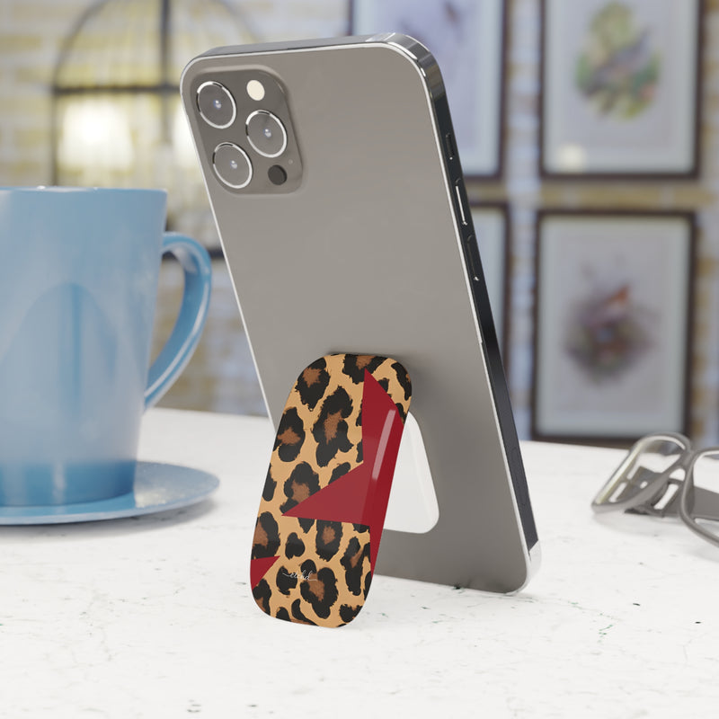 Leopard & Red Stars Agarre clipsable para móvil-zoom-